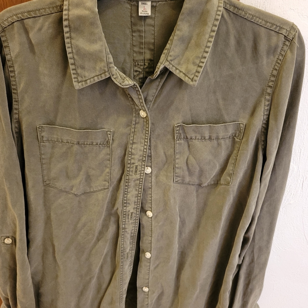 Olive button down shirt